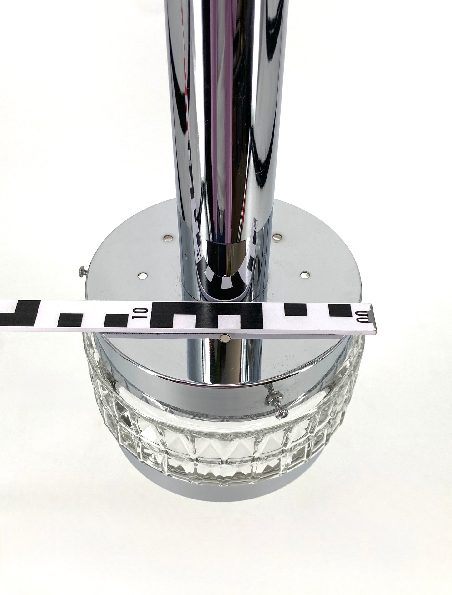 Verchromte Kaskadenlampe mit facettierten Glasschirmen, 60er
