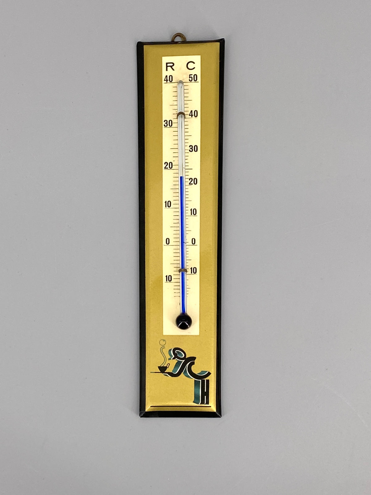 Wand Thermometer mit Kaffeetasse im Jugenstil