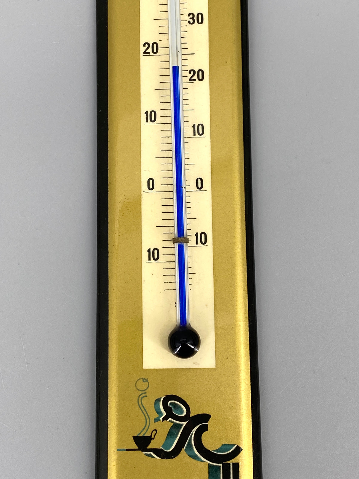 Wand Thermometer mit Kaffeetasse im Jugenstil