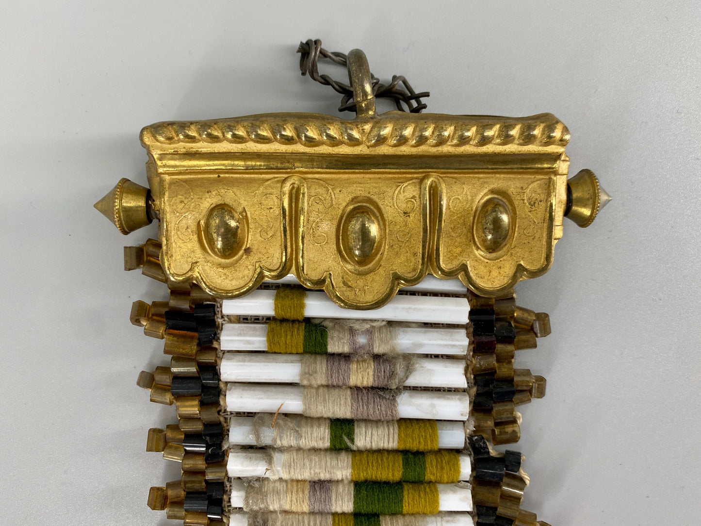 Antiker Wandbehang/Klingelzug aus Glasperlen, um 1900