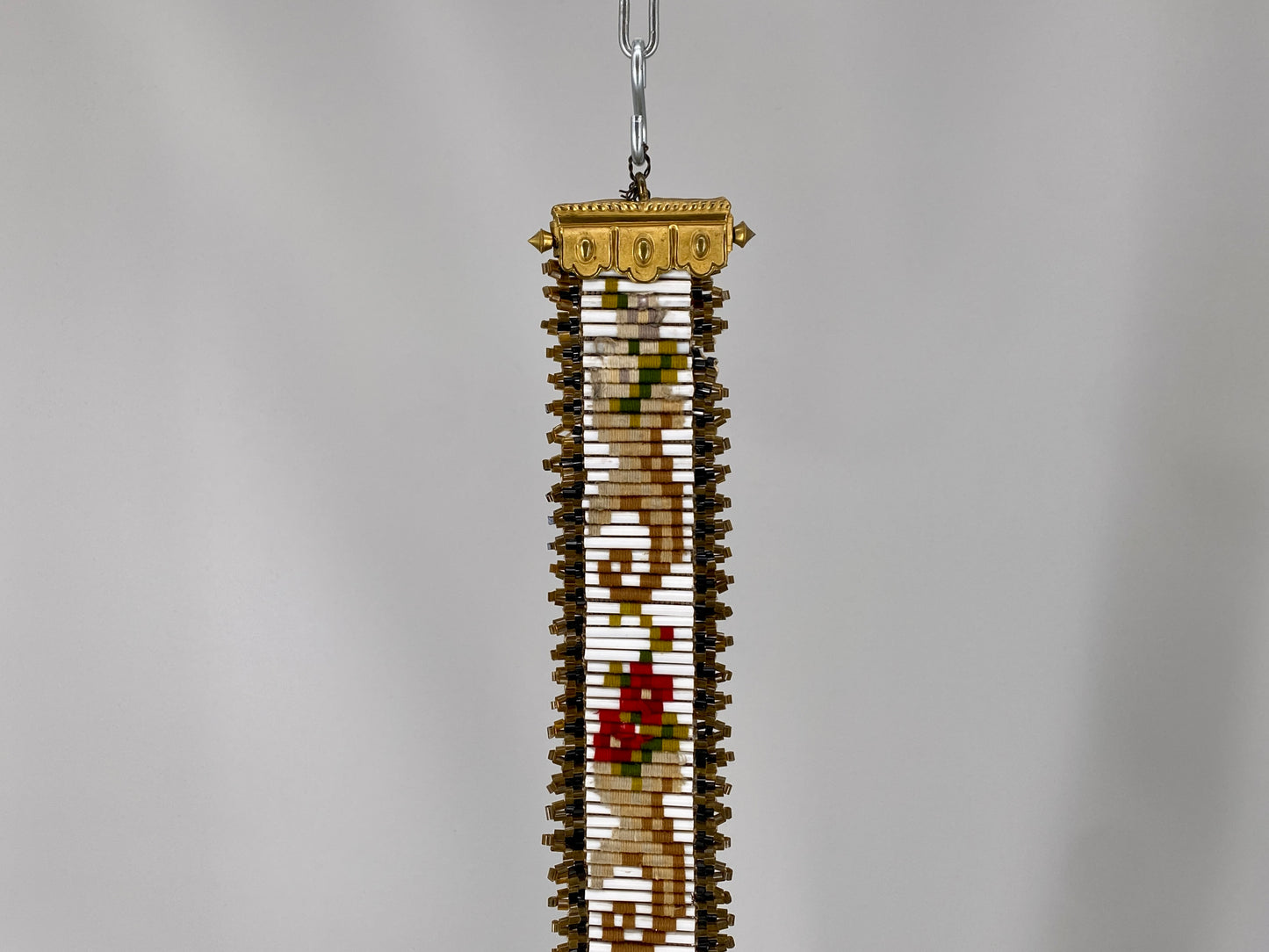 Antiker Wandbehang/Klingelzug aus Glasperlen, um 1900