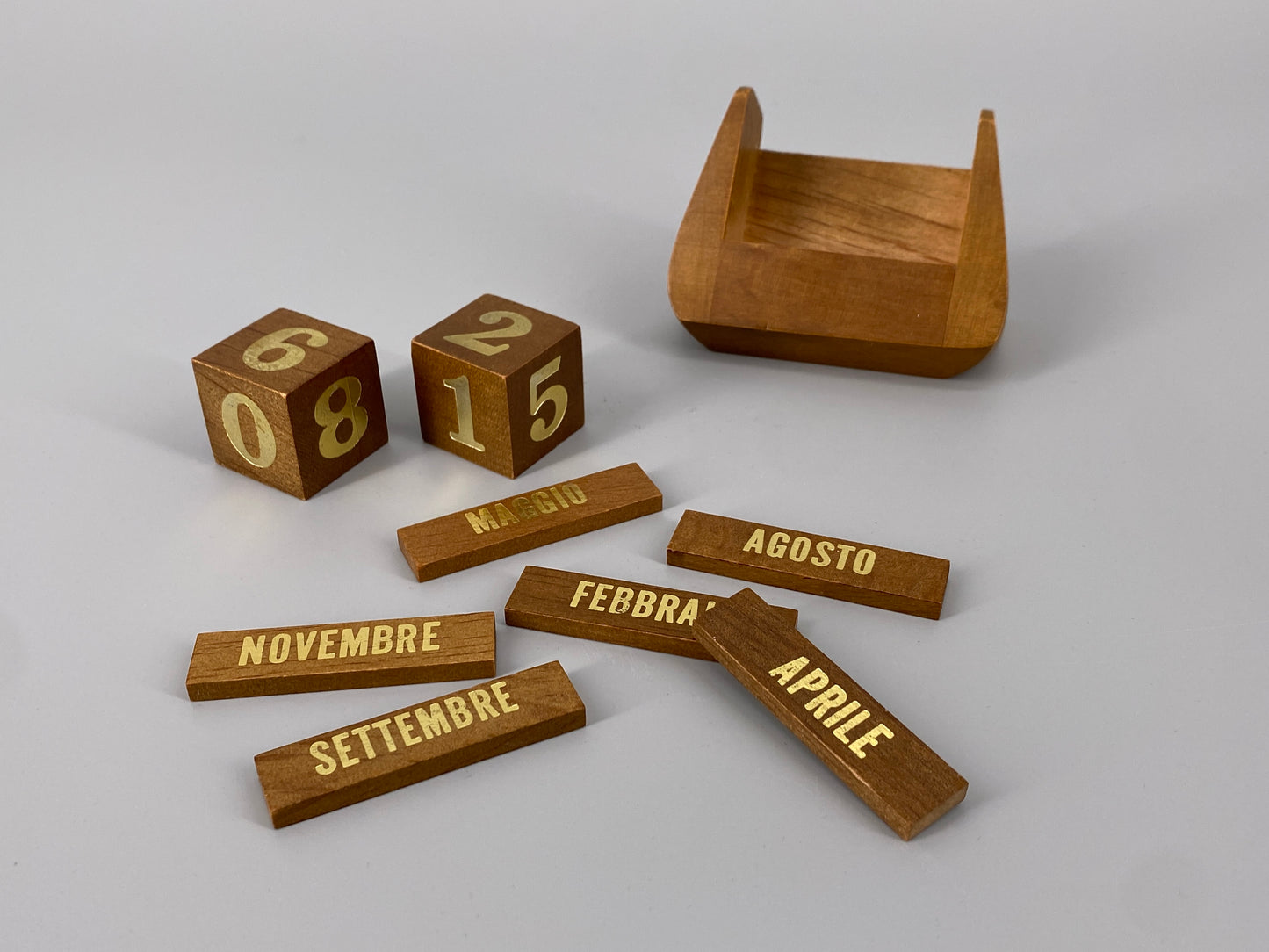 Ewiger Kalender auf Italienisch aus Teakholz, 1060er Jahre