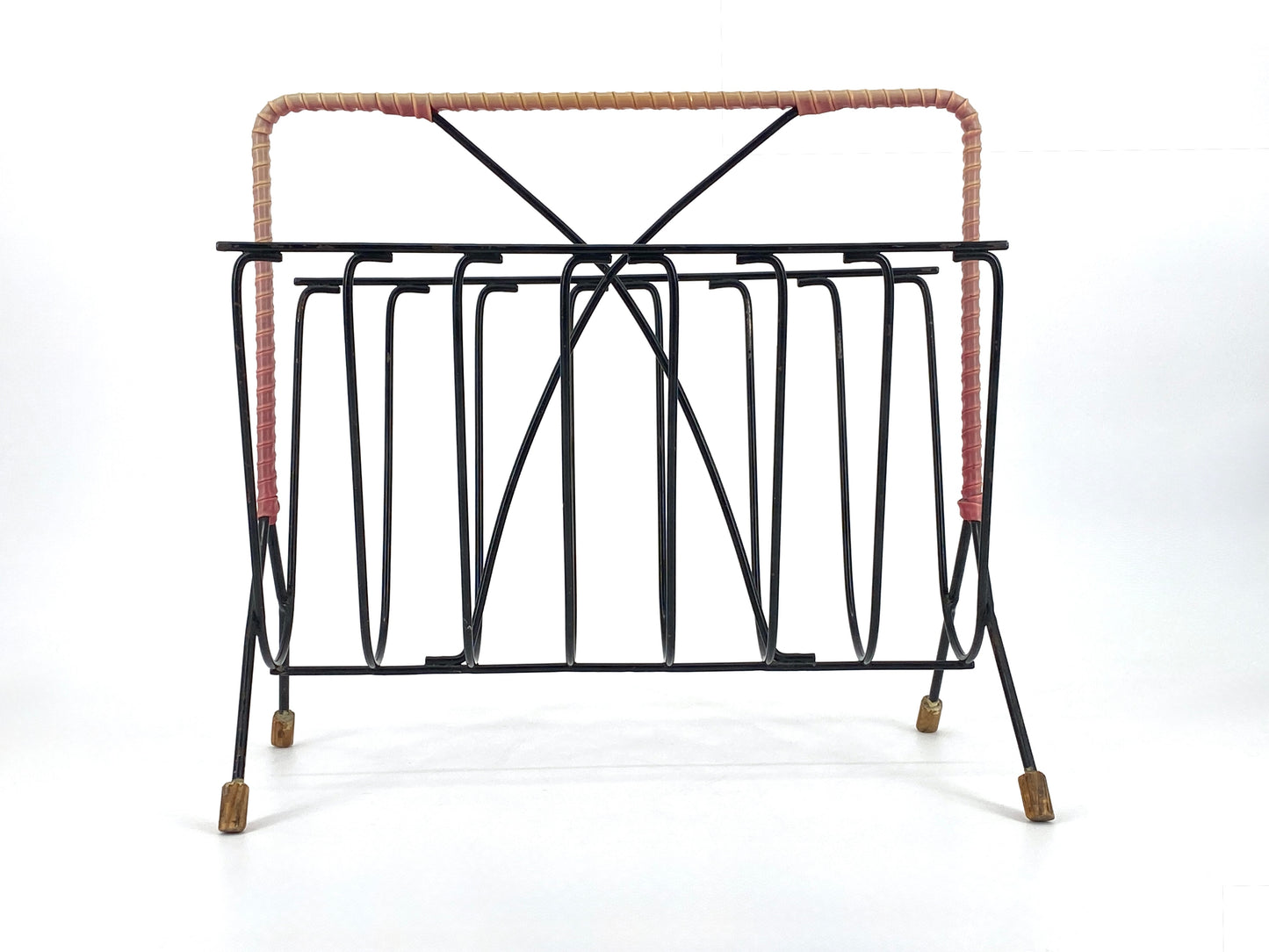 String Zeitungsständer aus schwarz lackiertem Metall, Deutschland 50er