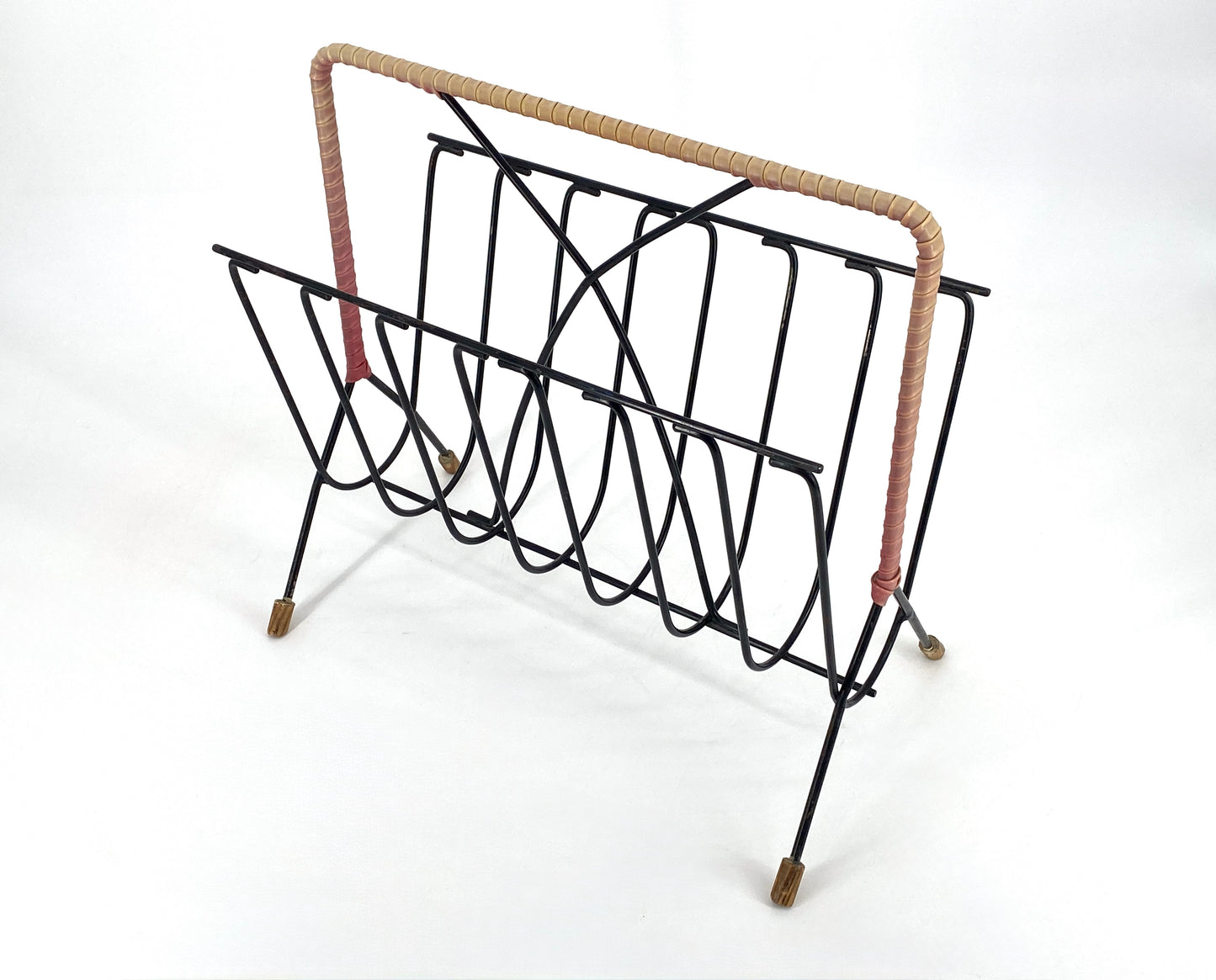 String Zeitungsständer aus schwarz lackiertem Metall, Deutschland 50er