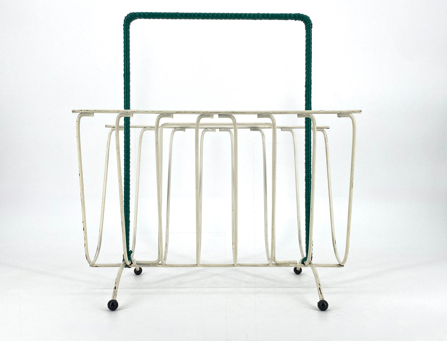 String Zeitungsständer aus weiß lackiertem Metall, Deutschland 50er