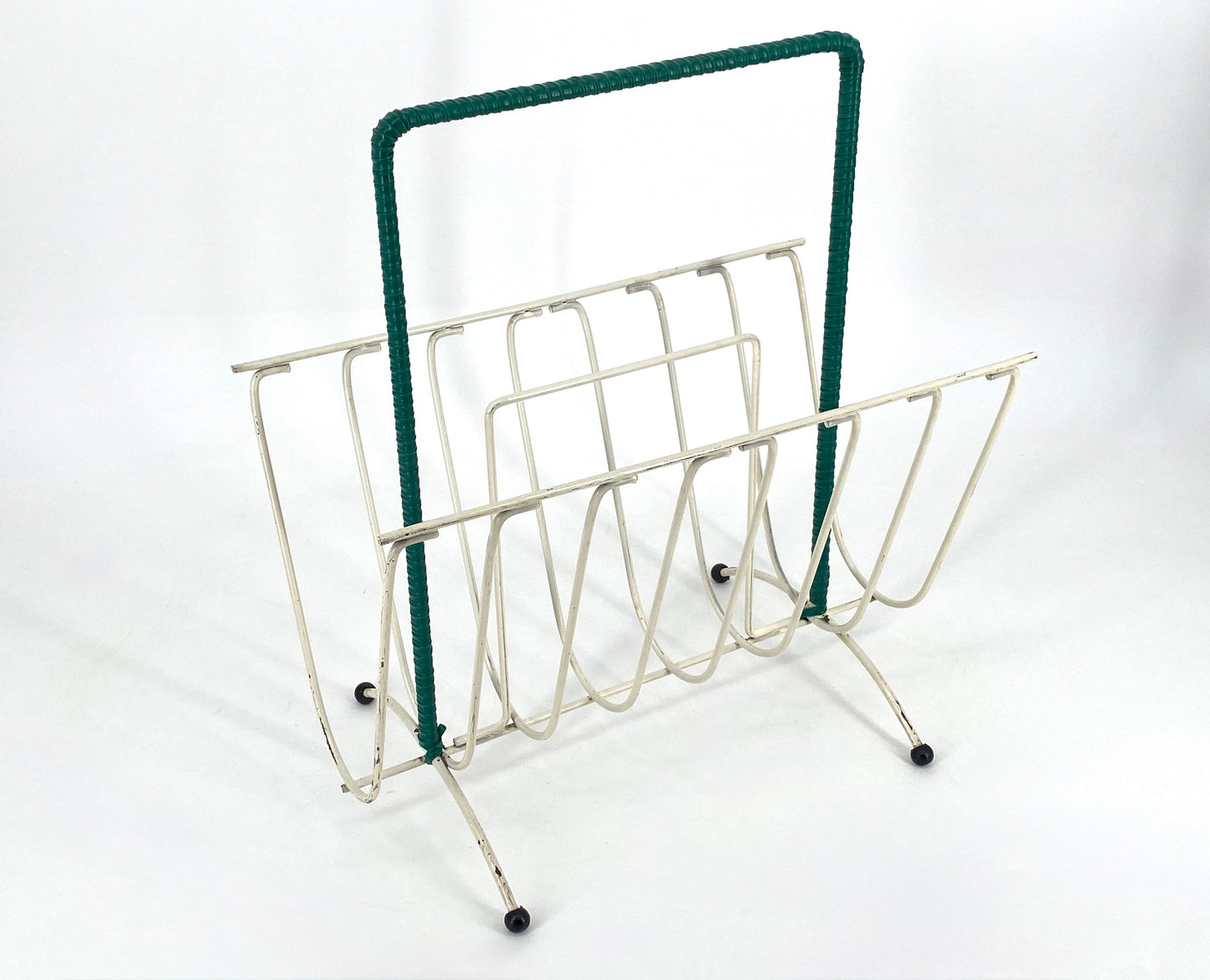String Zeitungsständer aus weiß lackiertem Metall, Deutschland 50er