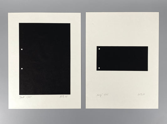 Reihe aus zwei Collagen "Blatt" und "Auszug" von Stefan Thiel (geb. 1965), signiert und nummeriert, 2001