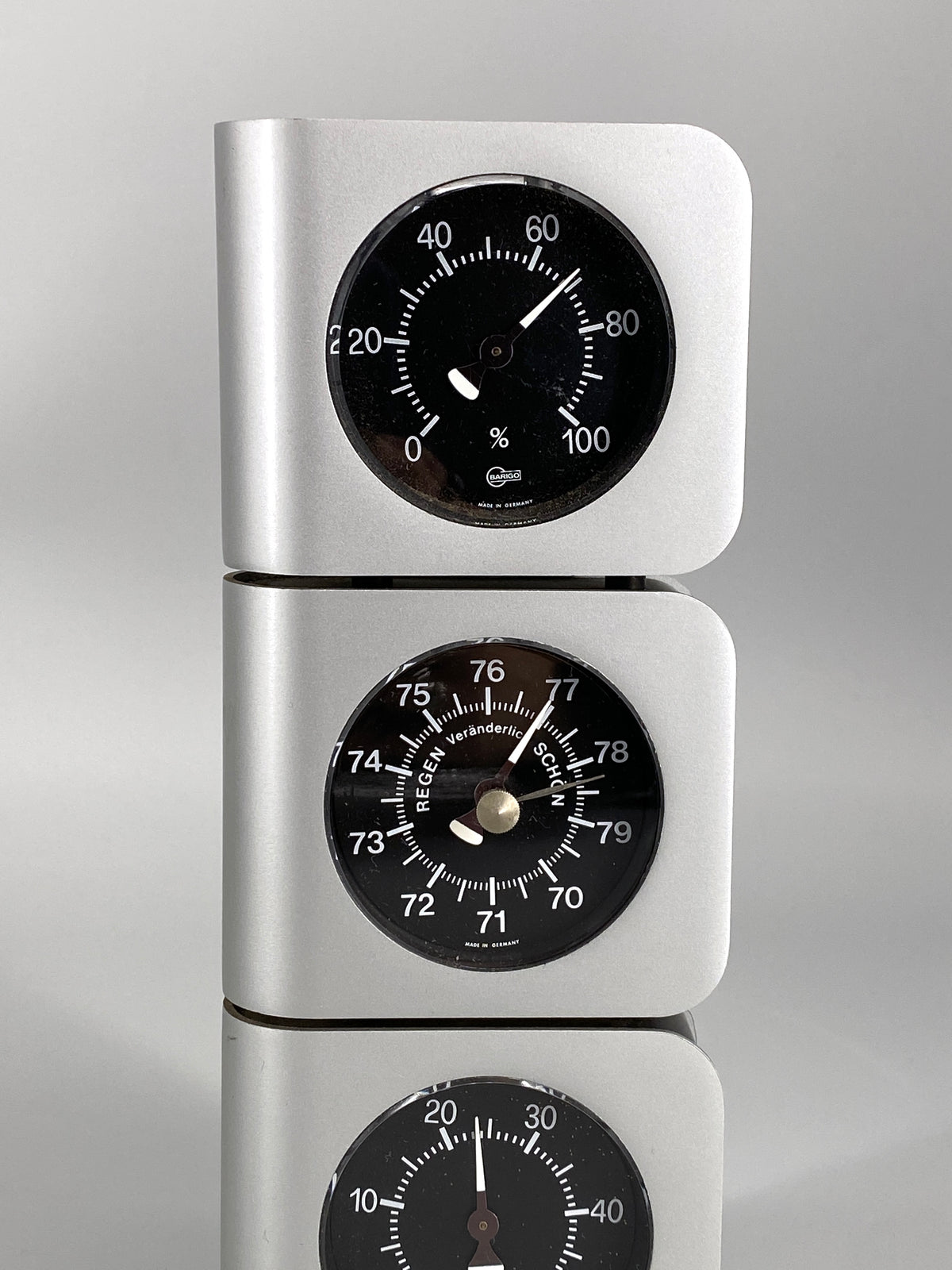 schöne Wetterstation aus Aluminium von Barigo, Deutschland, 70er Jahre