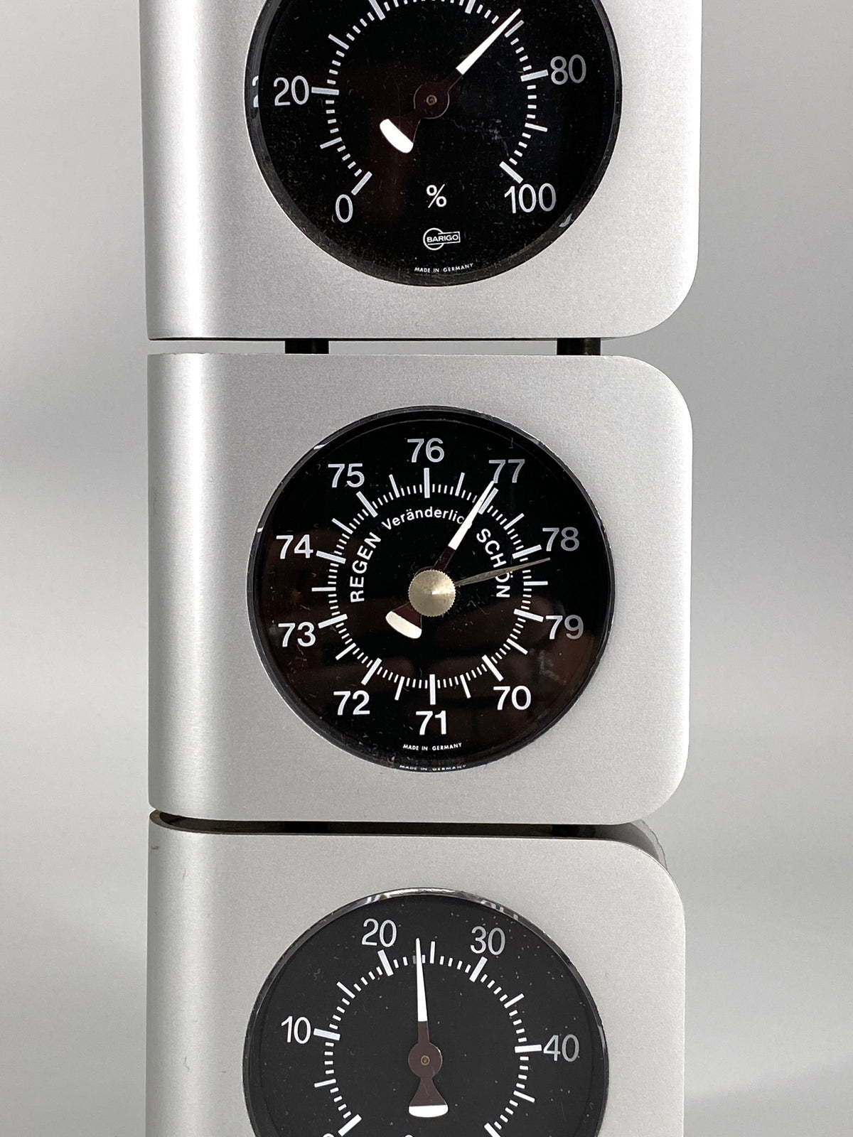 schöne Wetterstation aus Aluminium von Barigo, Deutschland, 70er Jahre