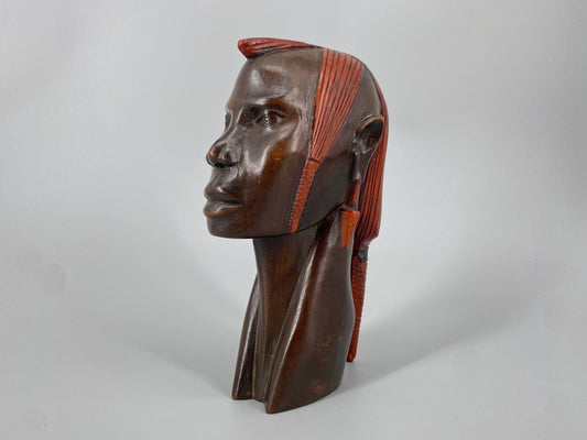 Skulptur eines Massai Kriegers aus Holz, Afrika, 20. Jh.