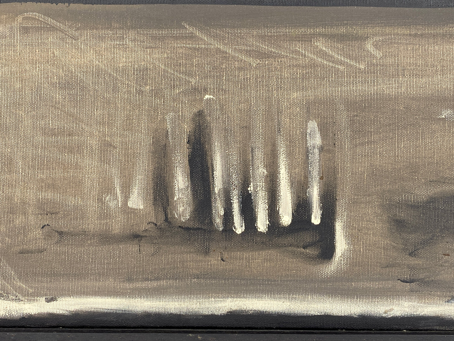 Zwei Acrylgemälde in Schwarz, abstrakte Kompositionen aus dem Jahr 1985, monogrammiert