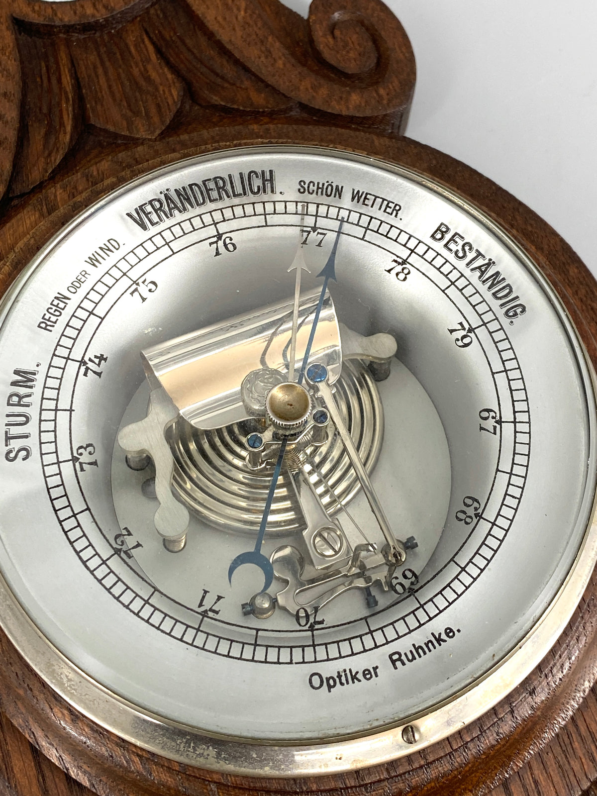 antike Wetterstation von Optiker Ruhnke aus Holz, Deutschland, 19./20. Jahrhundert