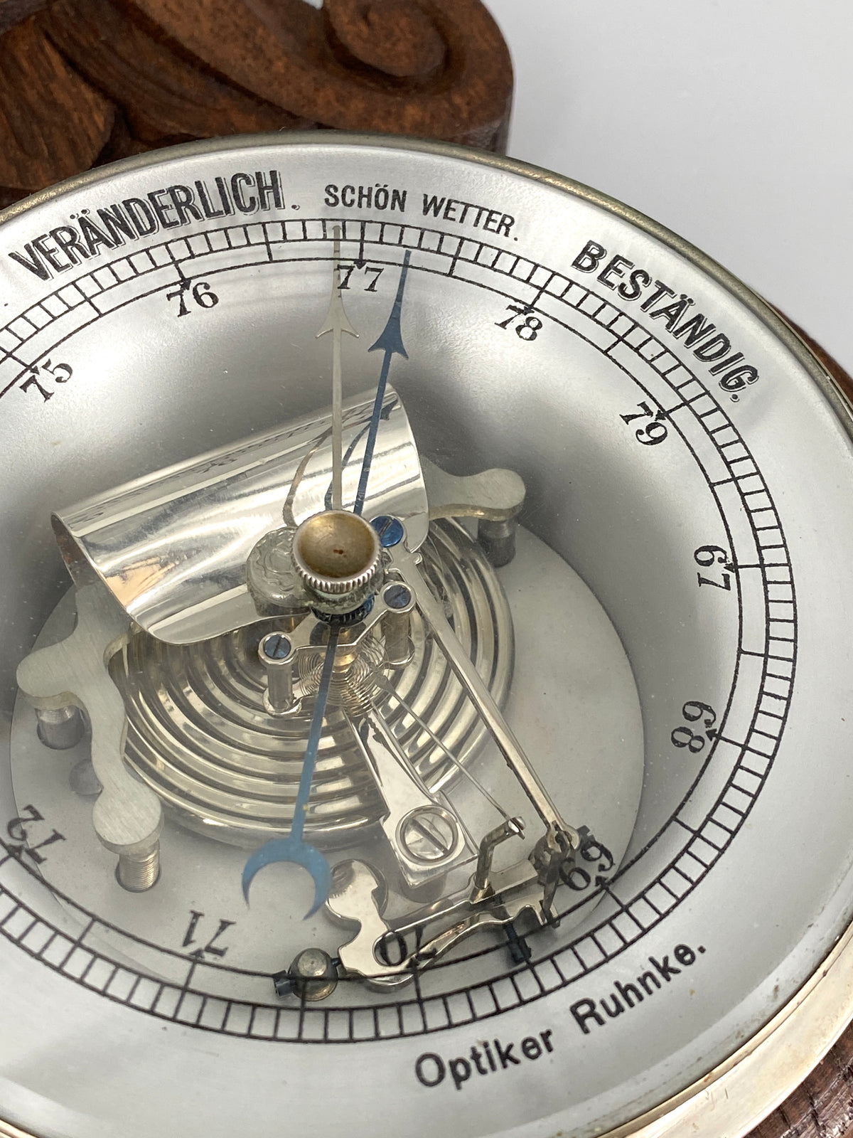antike Wetterstation von Optiker Ruhnke aus Holz, Deutschland, 19./20. Jahrhundert
