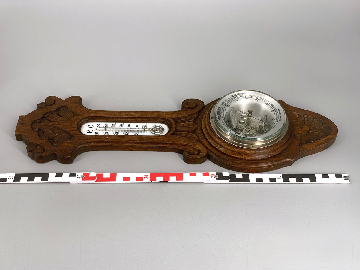 antike Wetterstation von Optiker Ruhnke aus Holz, Deutschland, 19./20. Jahrhundert