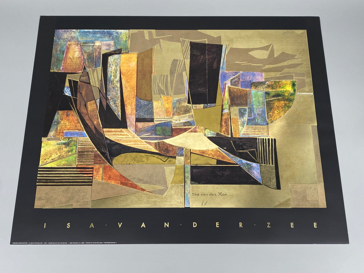 Kunstdruck von Isa van der Zee (geb. 1928), hochwertiger Offsetdruck mit Überdruck in Gold von Verkerke, Niederlande 1988