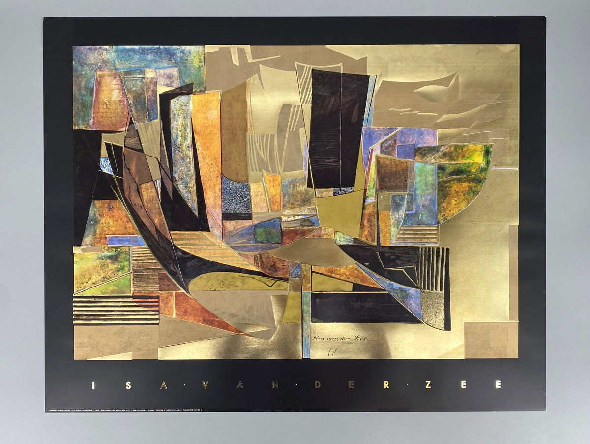 Kunstdruck von Isa van der Zee (geb. 1928), hochwertiger Offsetdruck mit Überdruck in Gold von Verkerke, Niederlande 1988