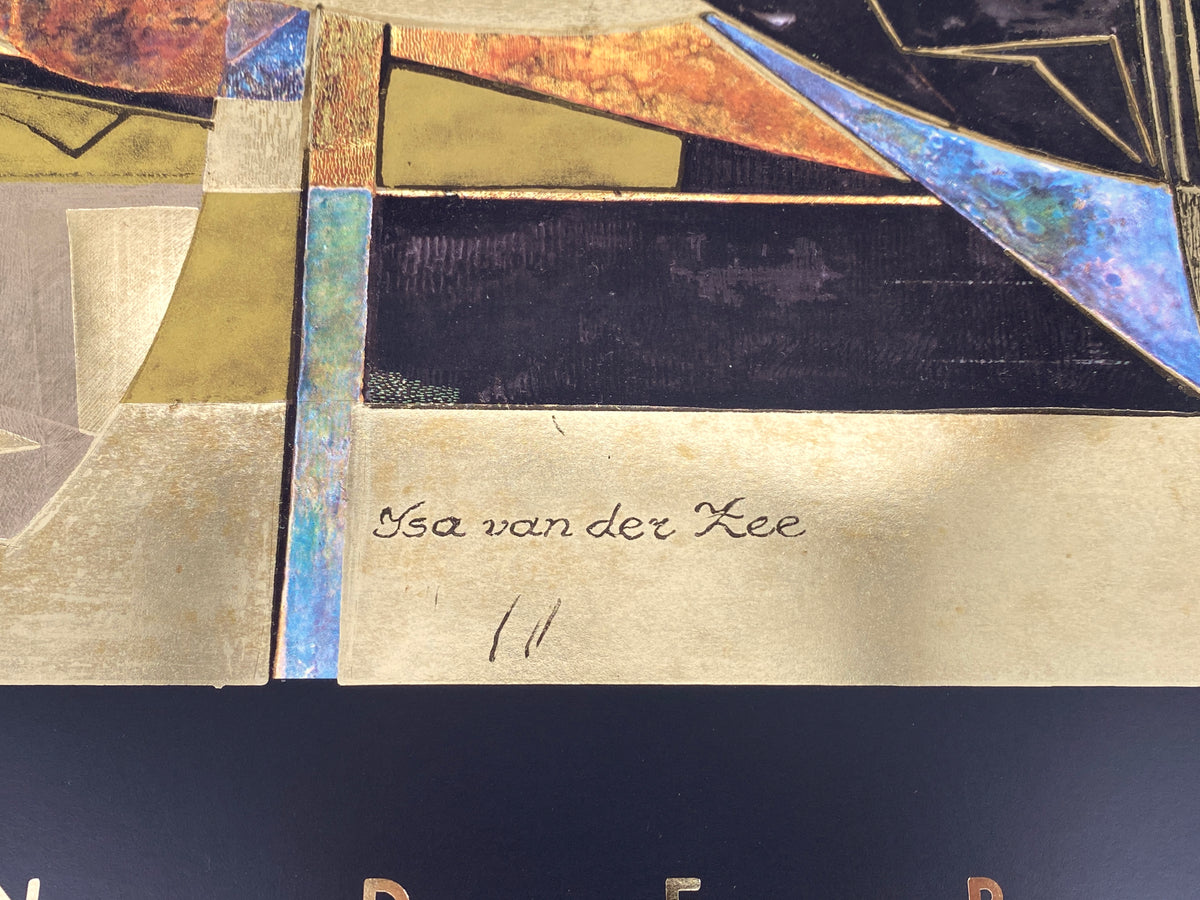 Kunstdruck von Isa van der Zee (geb. 1928), hochwertiger Offsetdruck mit Überdruck in Gold von Verkerke, Niederlande 1988