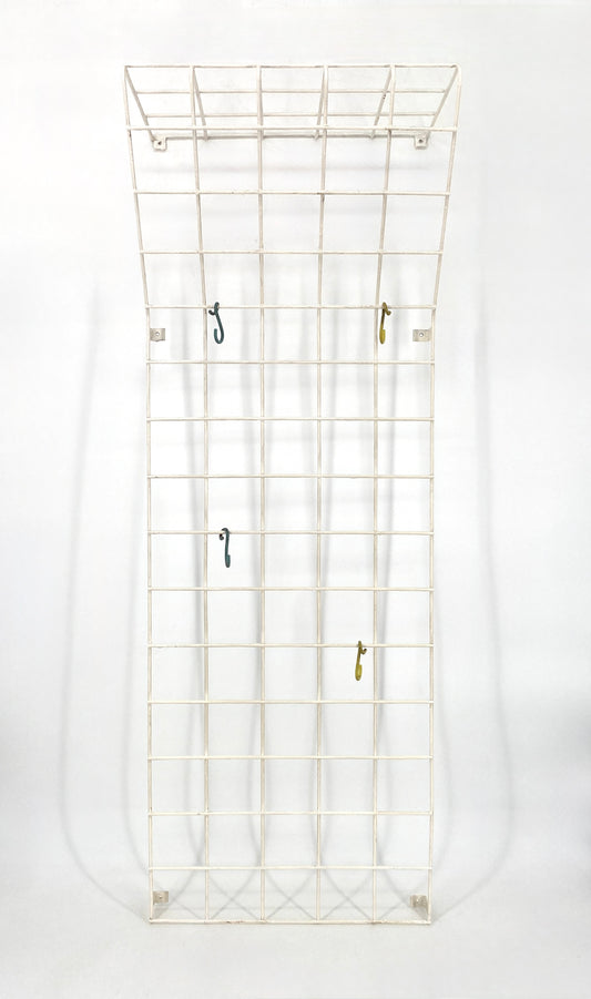 Wandgarderobe aus weiß lackiertem Metall, Karl Fichtel zugeschrieben, 50er