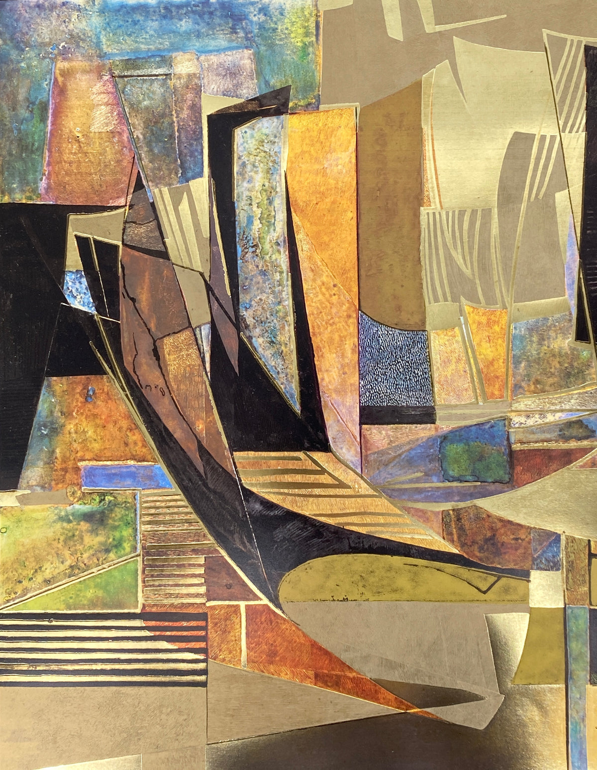 Kunstdruck von Isa van der Zee (geb. 1928), hochwertiger Offsetdruck mit Überdruck in Gold von Verkerke, Niederlande 1988