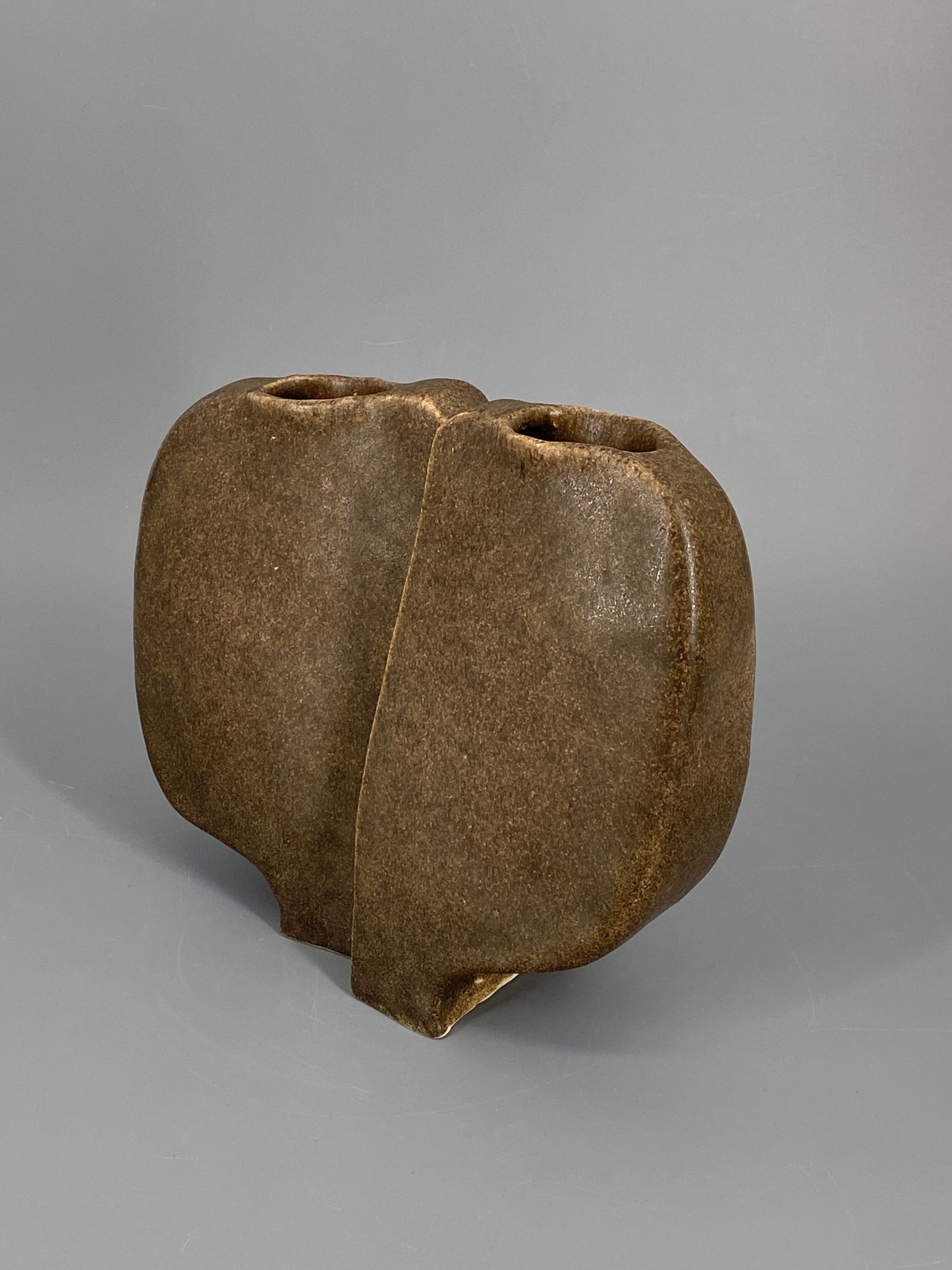 Brutalistische Studiokeramik Vase, Doppelvase, 1979