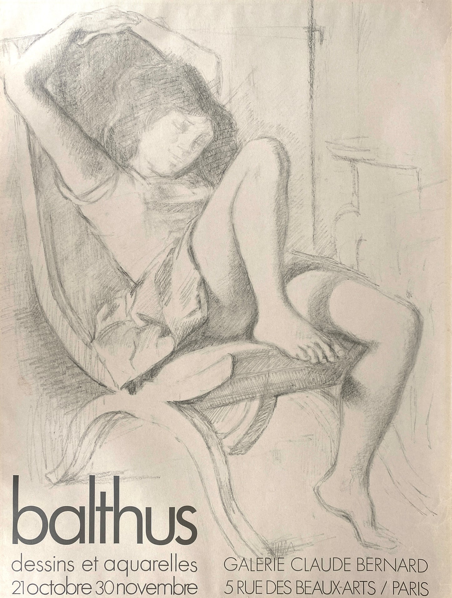 Ausstellungsplakat "Balthus. Dessins et Aquarelles" aus Paris, Galerie Claude Bernard 1971