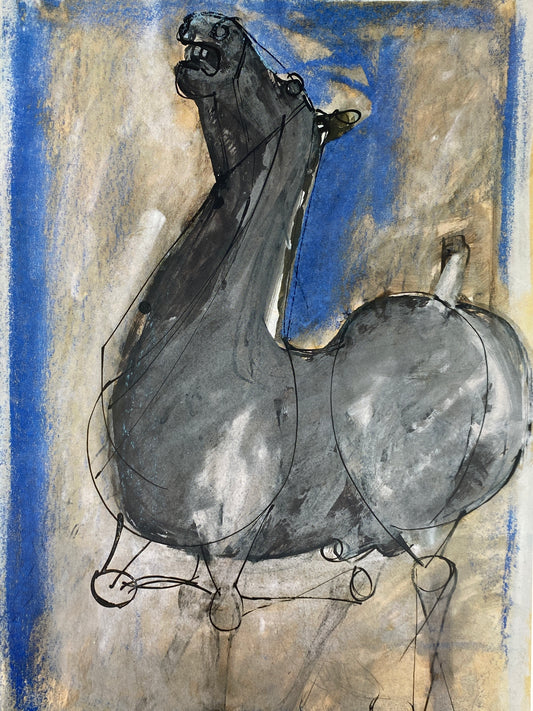 Plakat mit einer Reproduktion von Marino Marini (1901–1980), hochwertiger Offsetdruck auf leichtem Karton, Niederlande 70er
