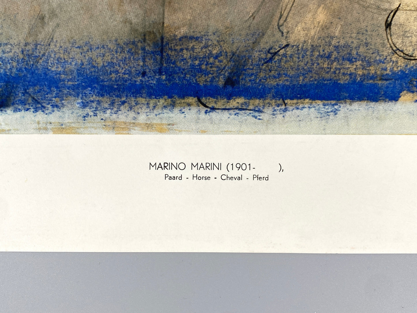Plakat mit einer Reproduktion von Marino Marini (1901–1980), hochwertiger Offsetdruck auf leichtem Karton, Niederlande 70er