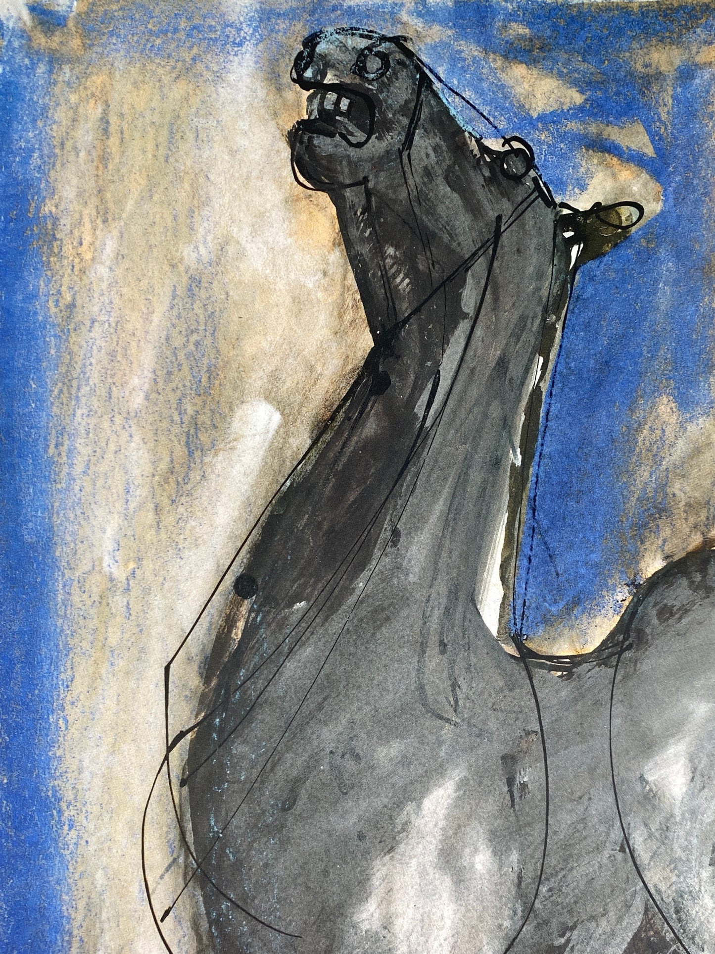 Plakat mit einer Reproduktion von Marino Marini (1901–1980), hochwertiger Offsetdruck auf leichtem Karton, Niederlande 70er