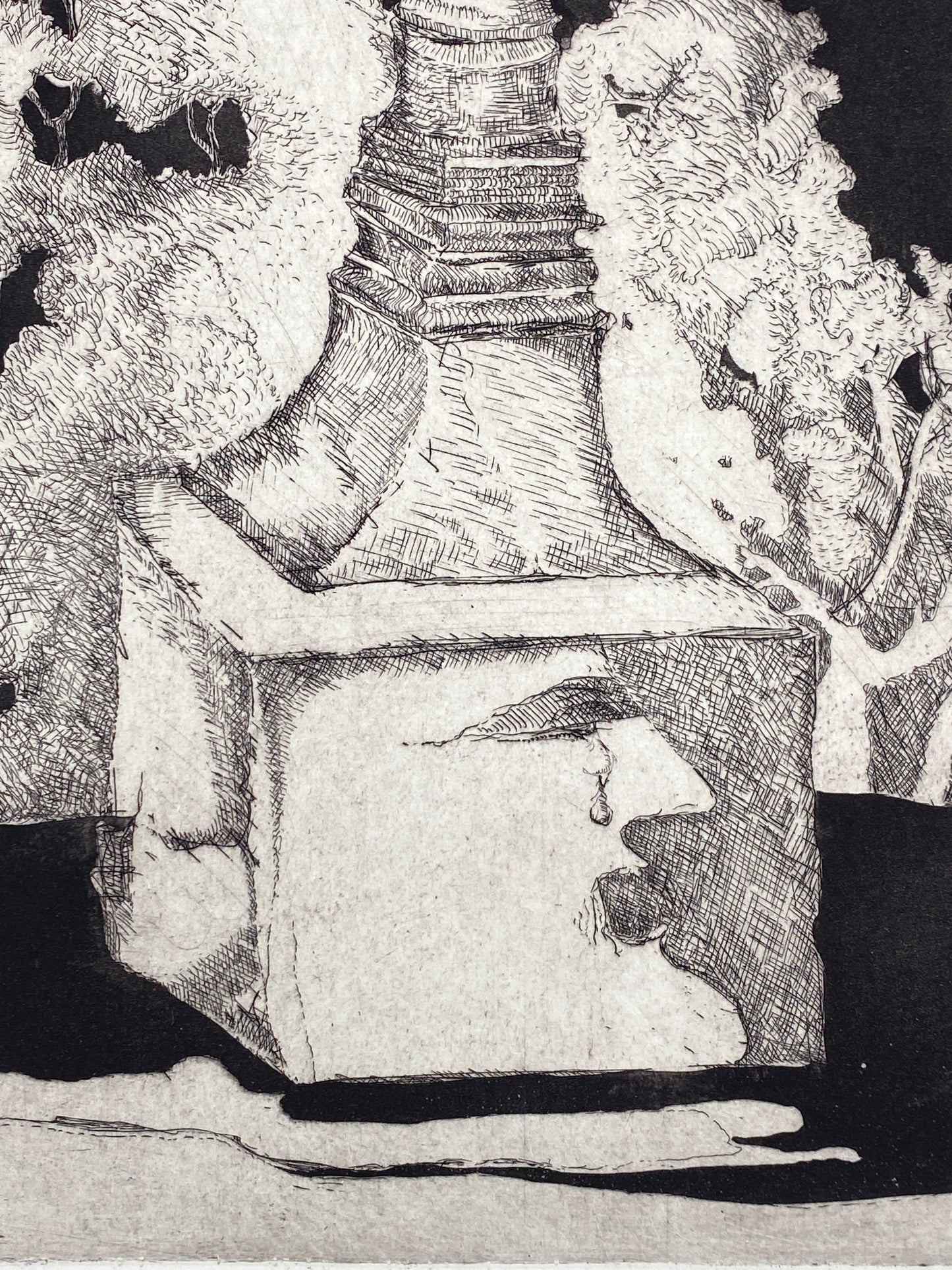 Surrealistische Radierung von Florian Merz, 1974