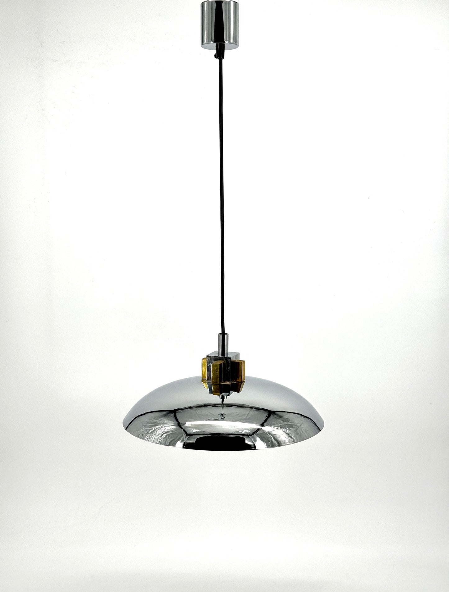 Hängeleuchte, Chrom, Messing, Bauhaus