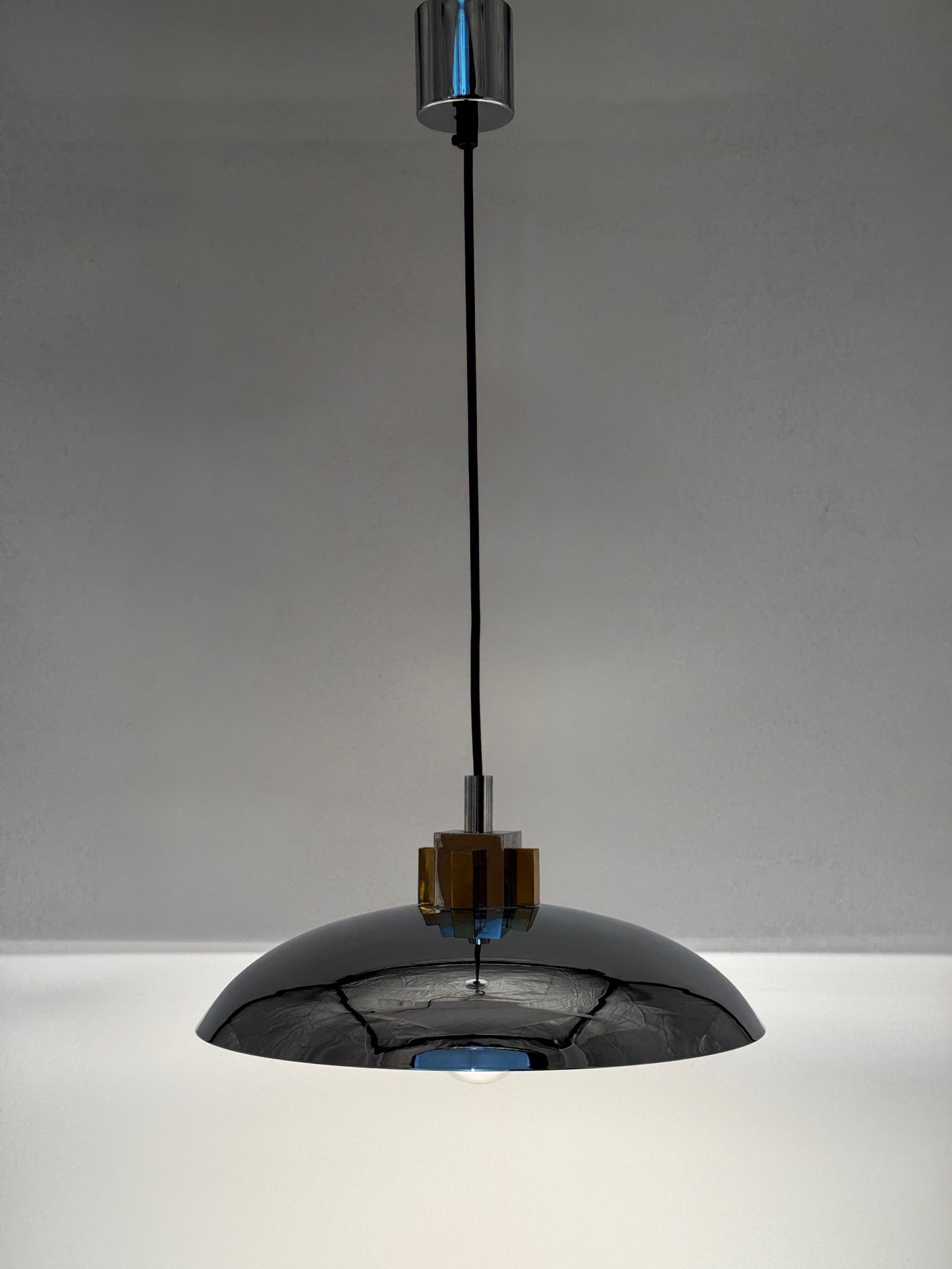 Hängeleuchte, Chrom, Messing, Bauhaus