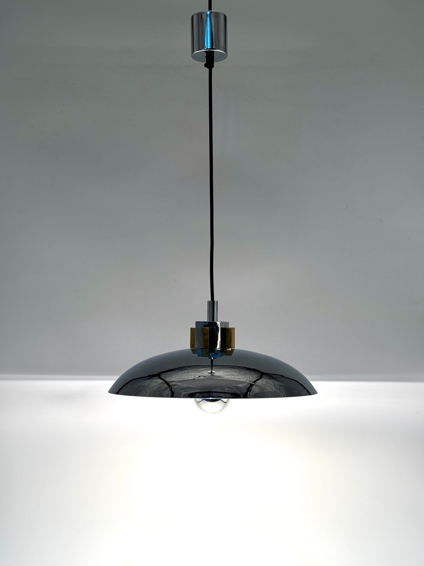 Hängeleuchte, Chrom, Messing, Bauhaus
