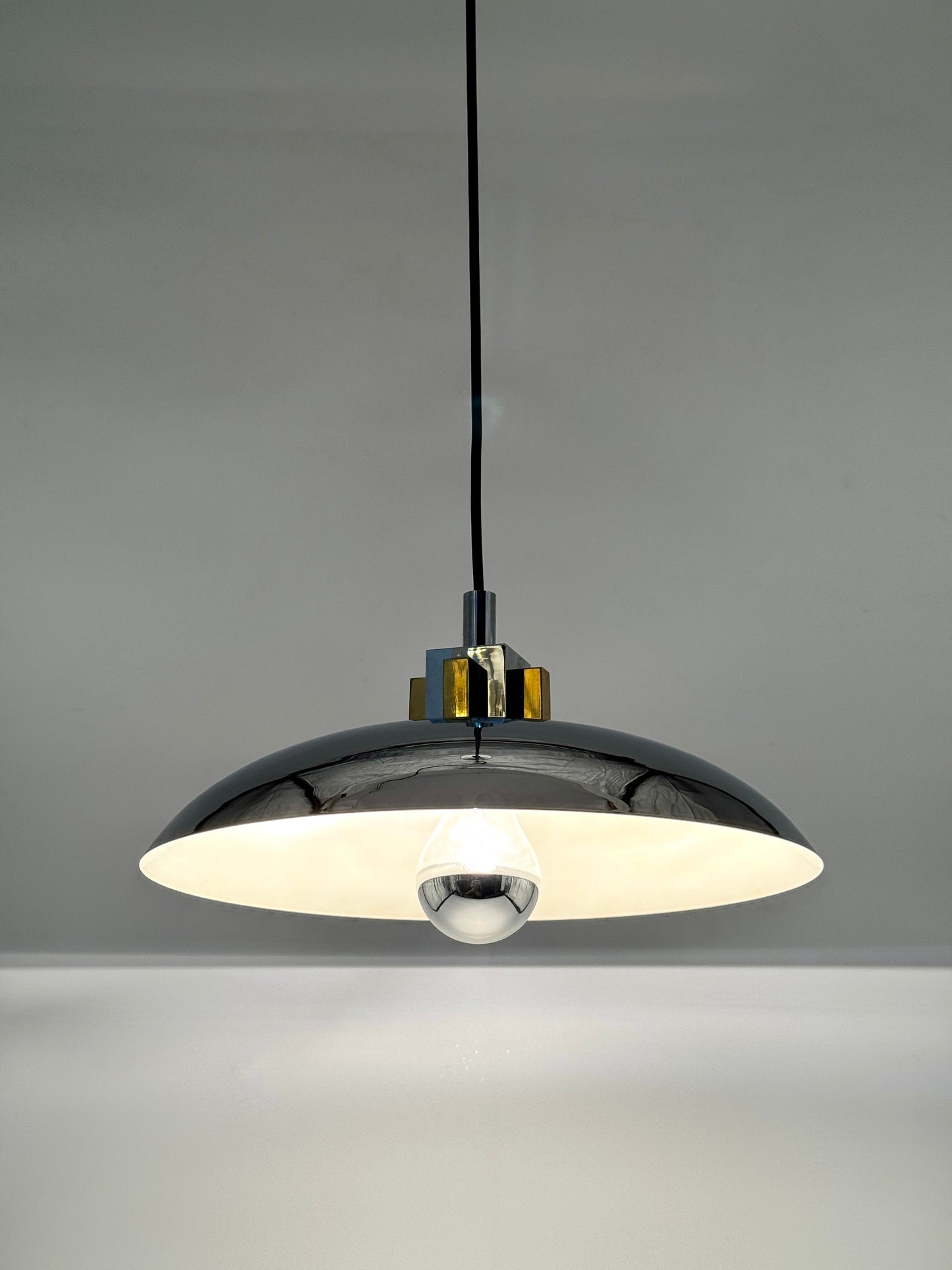 Hängeleuchte, Chrom, Messing, Bauhaus