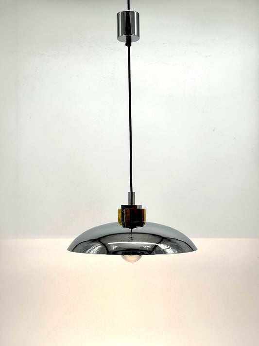 Hängeleuchte, Chrom, Messing, Bauhaus