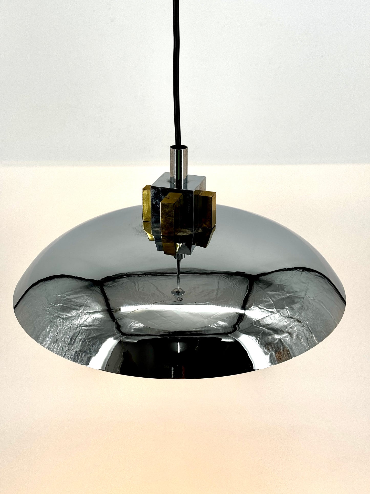 Hängeleuchte, Chrom, Messing, Bauhaus