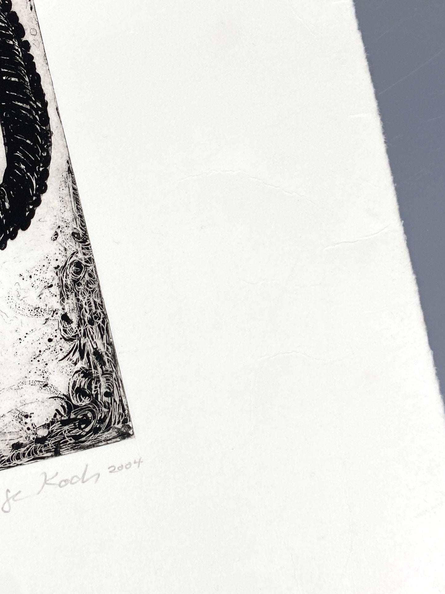Spektakuläre Radiercollage mit einem Chamäleon von Inge Koch (1934–2016), 2004
