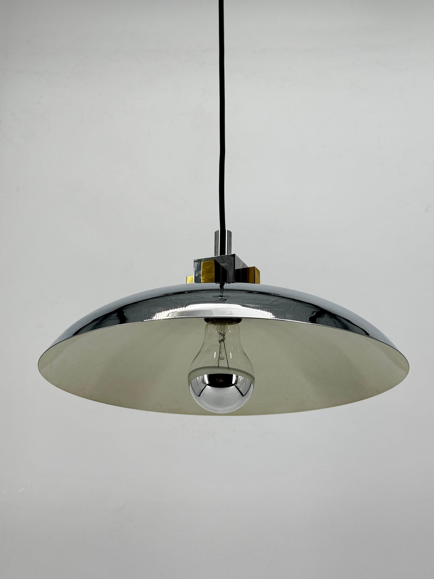 Hängeleuchte, Chrom, Messing, Bauhaus