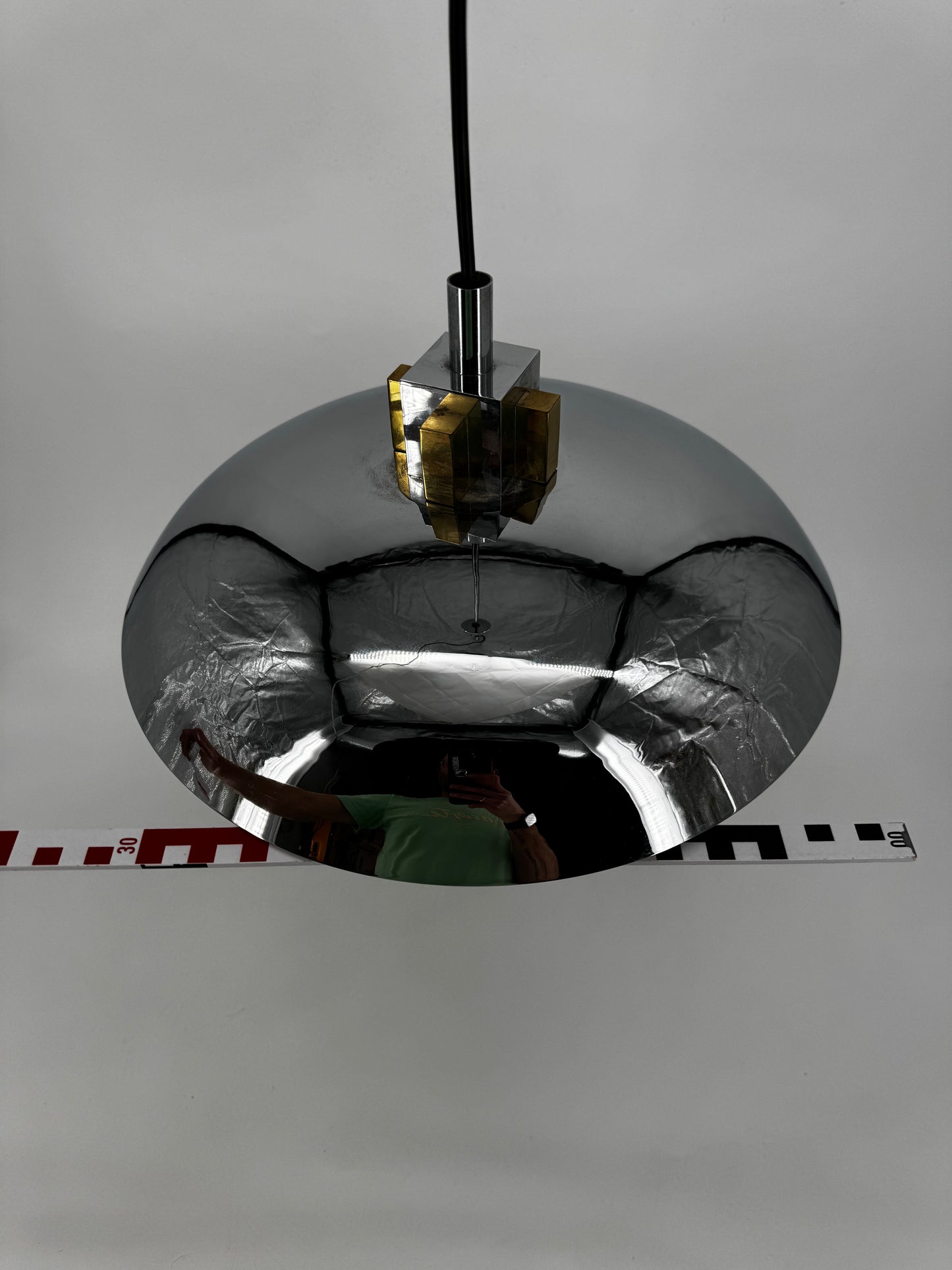 Hängeleuchte, Chrom, Messing, Bauhaus