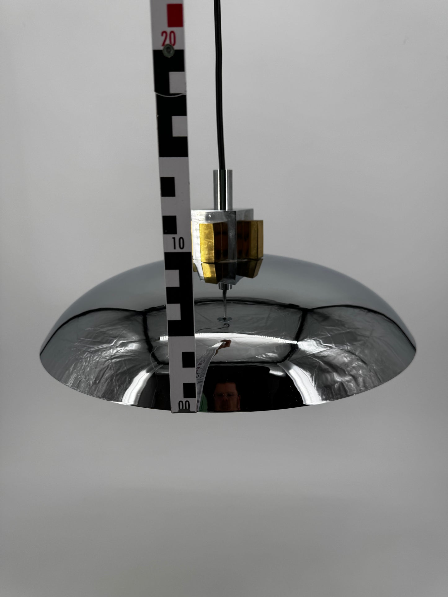 Hängeleuchte, Chrom, Messing, Bauhaus