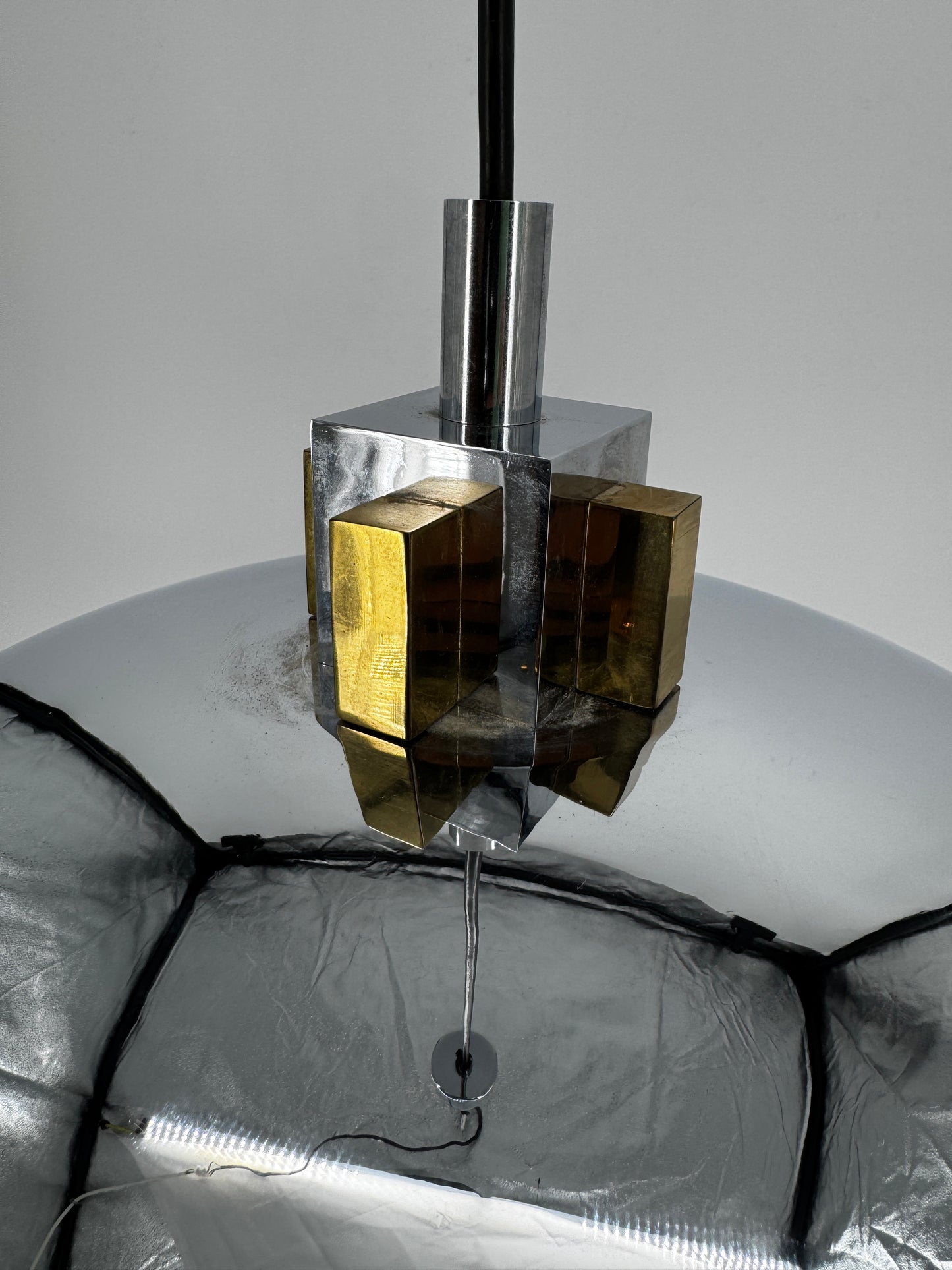Hängeleuchte, Chrom, Messing, Bauhaus