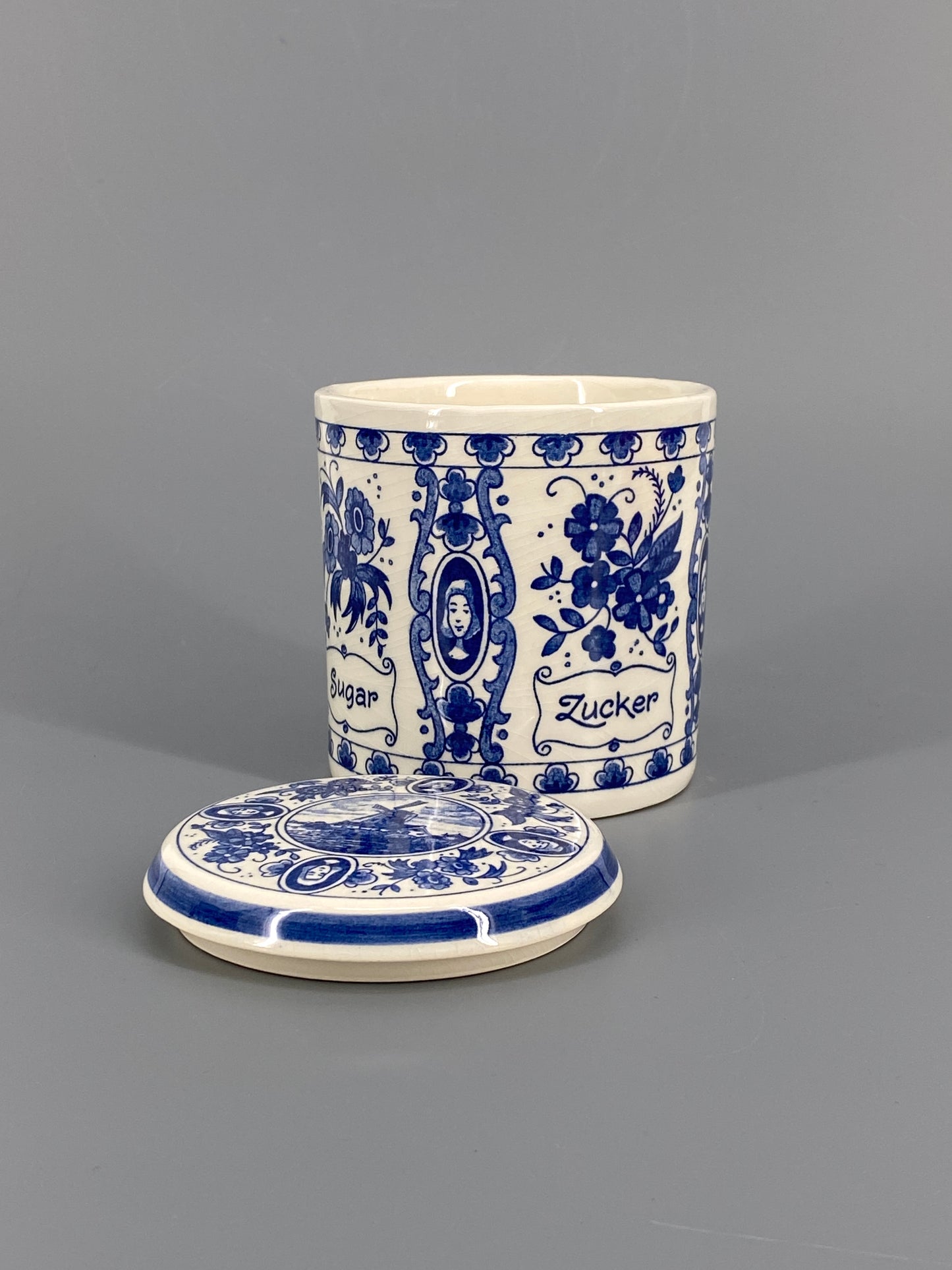Zuckerdose von Delft, blau und weiß, aus Holland