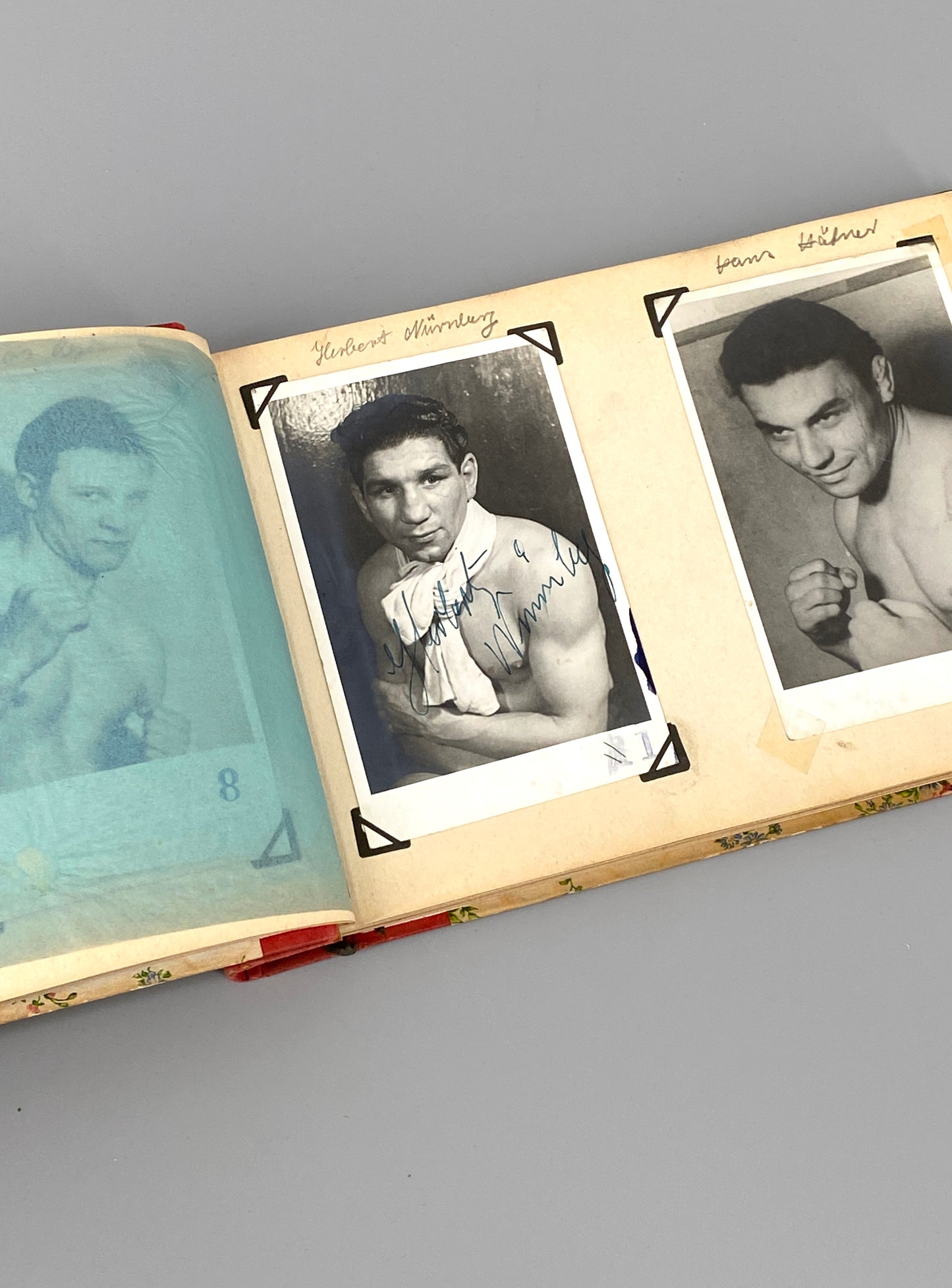 Autogrammalbum deutscher Boxer, mit 28 Signaturen, um 1949