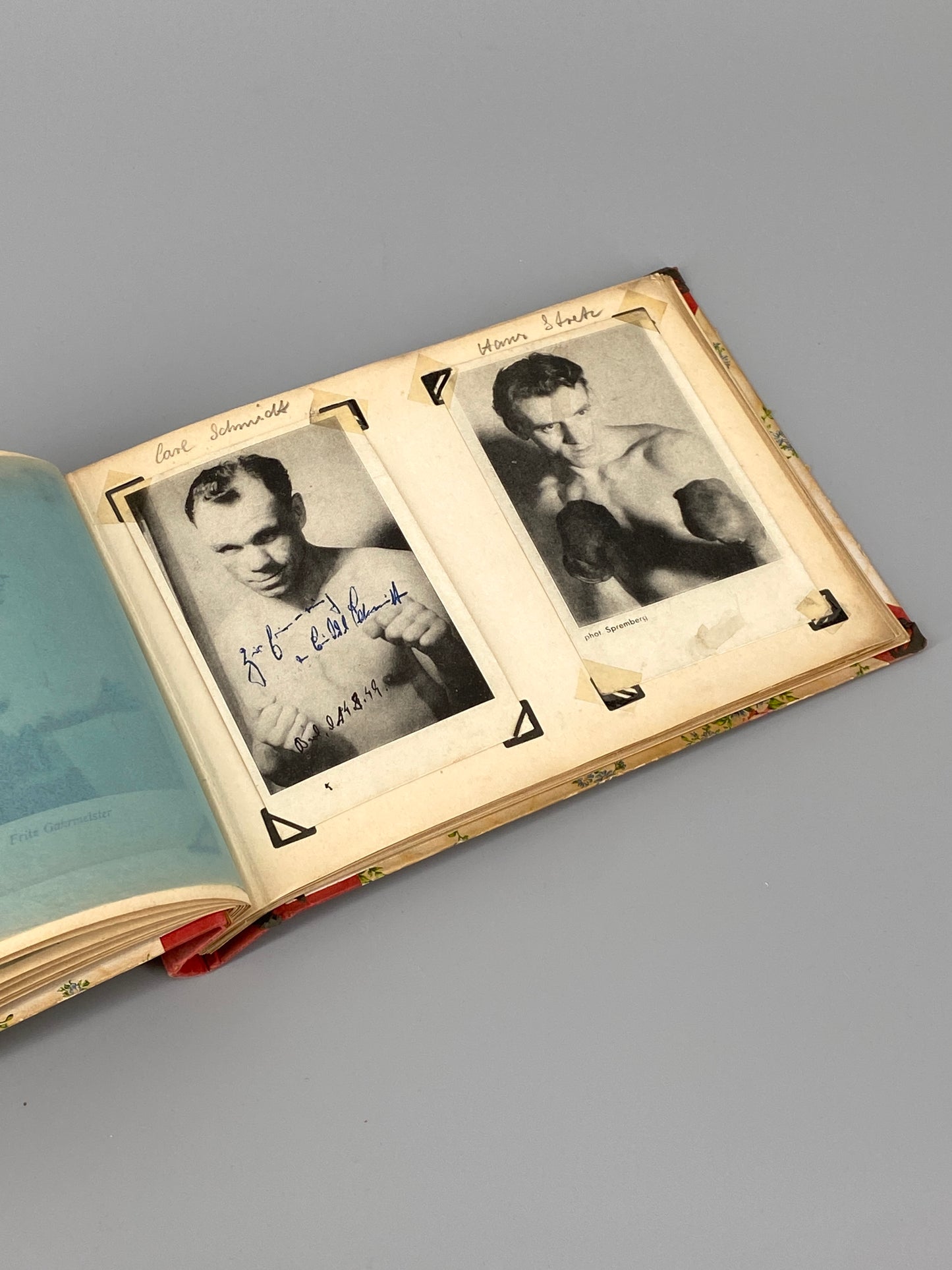 Autogrammalbum deutscher Boxer, mit 28 Signaturen, um 1949