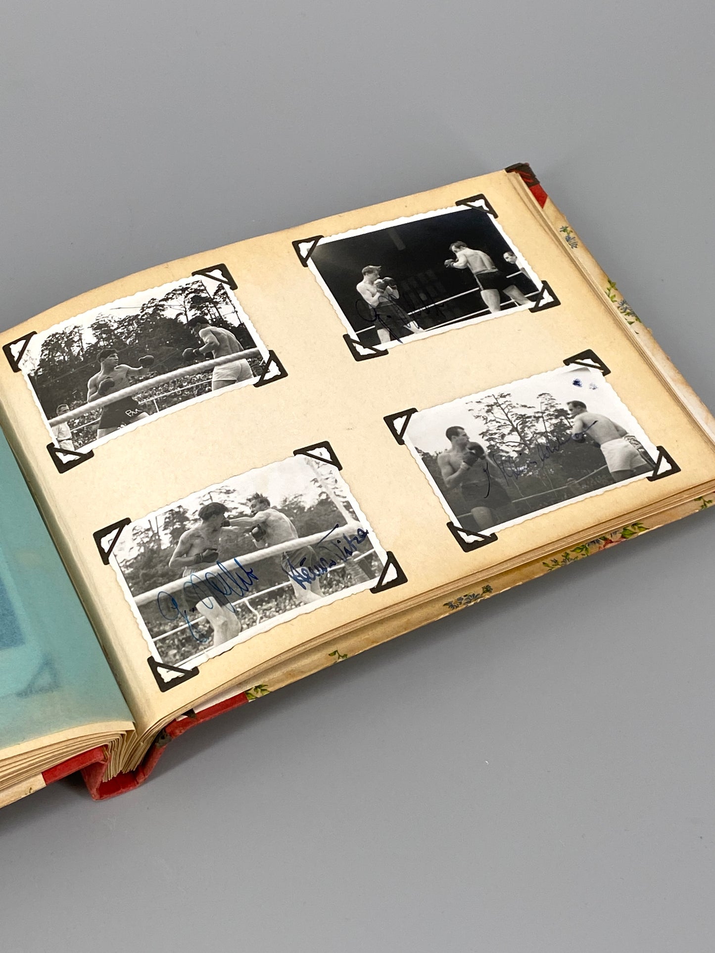 Autogrammalbum deutscher Boxer, mit 28 Signaturen, um 1949