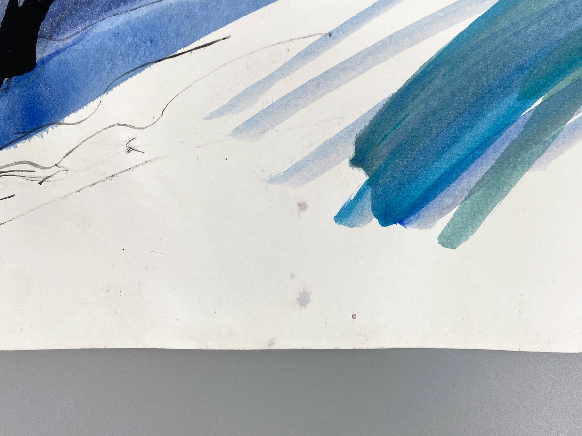 Großes, expressives Gemälde von Helga Engeln (1943–2024), abstrahierte Landschaftsansicht mit einer Darstellung von Felsen, 1998