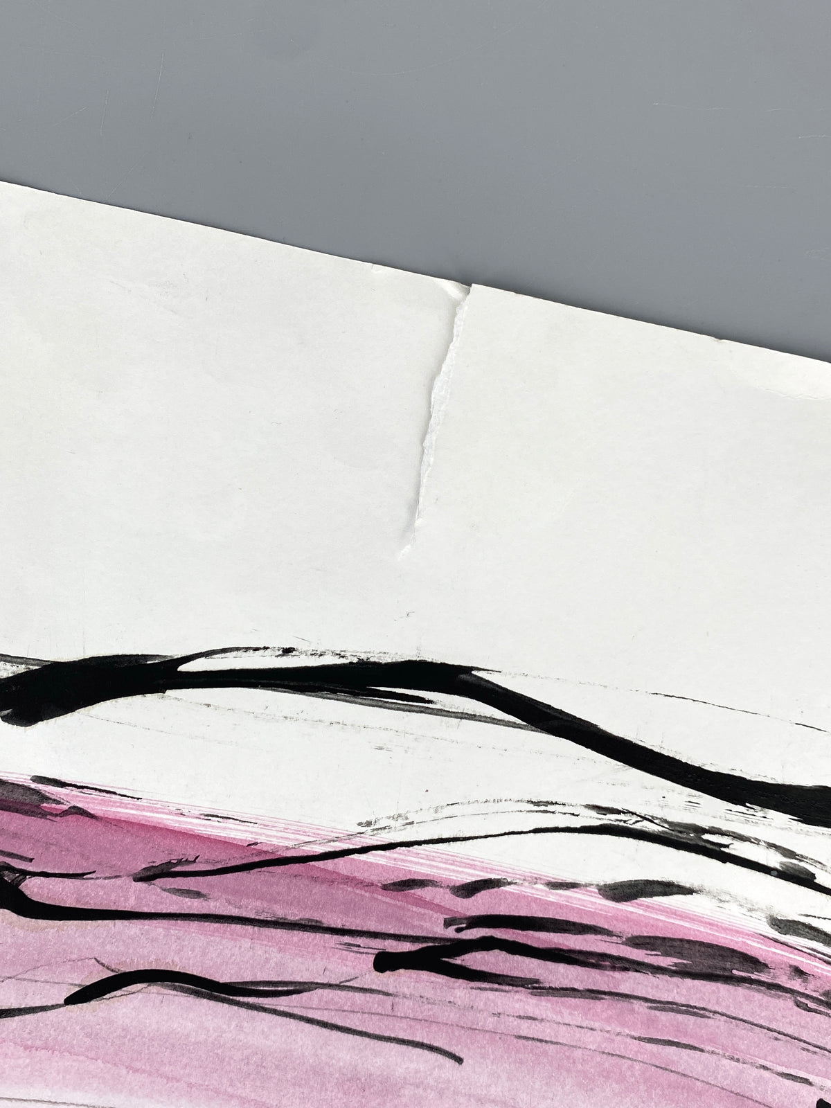 Großes, expressives Gemälde von Helga Engeln (1943–2024), abstrahierte Landschaftsansicht mit einer Darstellung von Felsen, 1998