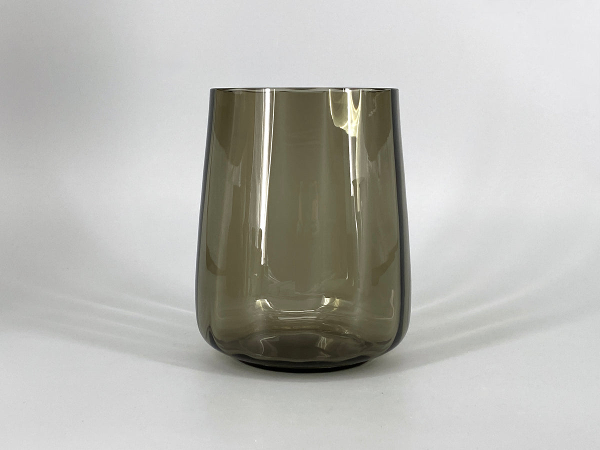 Mid Century Blumenvase aus grauem Glas, 1960er