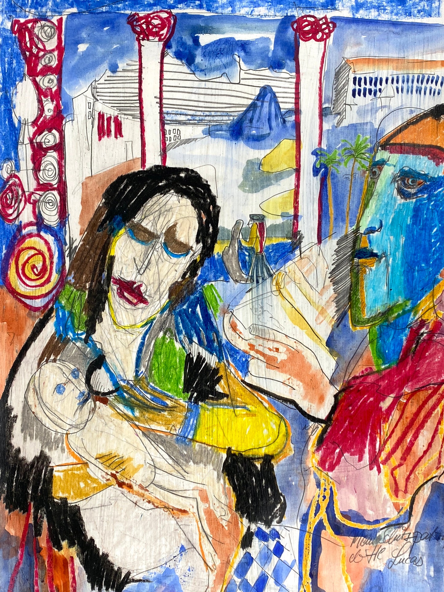 Gemälde "Paraphrase der Lukas-Madonna" auf leichtem Karton, unbekannter Künstler, Ende der 90er
