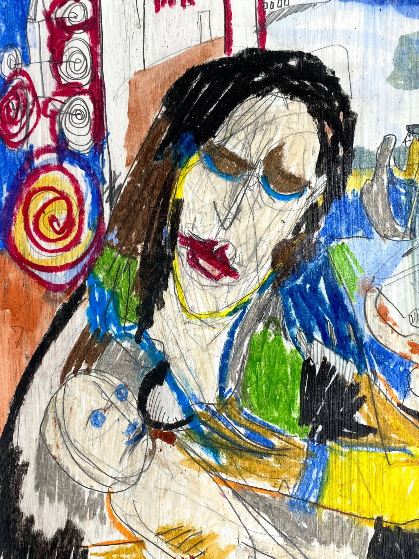 Gemälde "Paraphrase der Lukas-Madonna" auf leichtem Karton, unbekannter Künstler, Ende der 90er