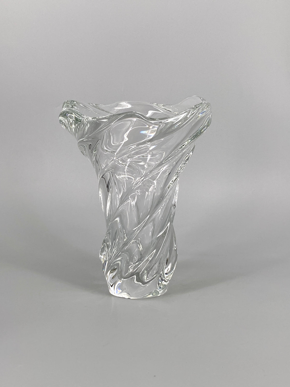 Mid Century skulpturale Spiral Vase aus Glas, 1950er